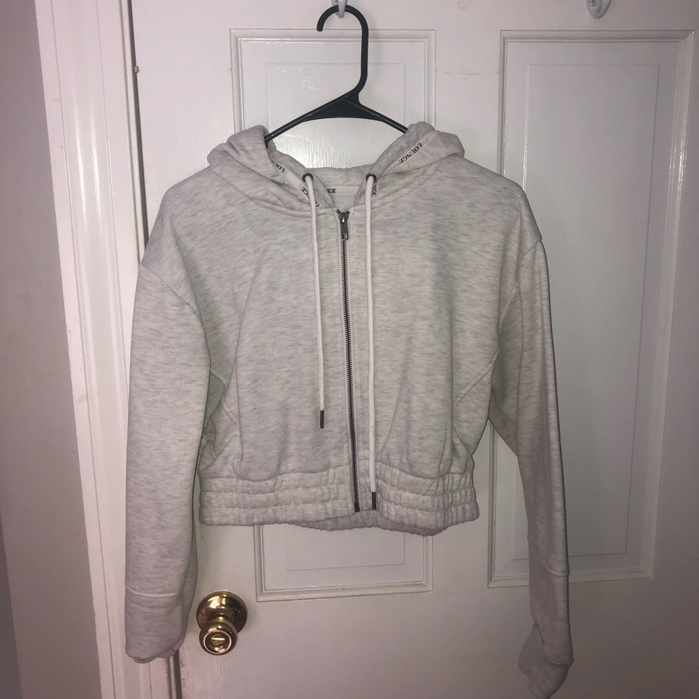 Lounge wear cropped white/grey hoodie